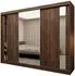 Masseno Grazia Schwebetürenschrank 3-türig mit Spiegel, nussbaumfarben, 240x216x61cm (800001865011)