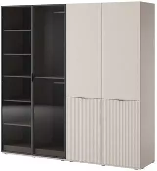 Masseno Atelio Dreht&uuml;renschrank 4-t&uuml;rig, Holzwerkstoff, kaschmir, 202x200x51cm (800001865115)