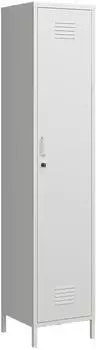 en.casa Sein&auml;joki Kleiderschrank Stahl, wei&szlig;, 180x38x38cm