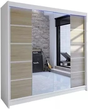 Mirjan24 Talin V Schwebet&uuml;renschrank mit Spiegel, beige, 180x215x58cm (800000568092)