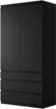Mirjan24 Malwa 2D3SZ Kleiderschrank mit 3 Schubladen, schwarz