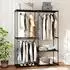 HomCom Stoffkleiderschrank mit Kleiderstange, 4 Fächer, schwarz, 43x185x142cm
