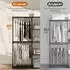 HomCom Stoffkleiderschrank mit Kleiderstange, 4 Fächer, schwarz, 43x185x142cm