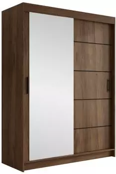 Mirjan24 Infinity III Schiebet&uuml;renschrank mit Spiegel, Nussbaum, 150x200x58cm