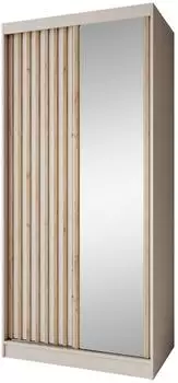 Beautysofa Donatello Schwebet&uuml;renschrank mit Spiegel, 100cm, Kaschmir/Eiche Artisan (800001618228)