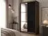 Beautysofa Viva II Kleiderschrank Schiebetüren Lacobel-Glas, Walnuss, 120x216x61cm