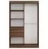 Beautysofa Viva II Kleiderschrank Schiebetüren Lacobel-Glas, Walnuss, 120x216x61cm
