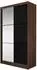 Beautysofa Viva II Kleiderschrank Schiebetüren Lacobel-Glas, Walnuss, 120x216x61cm