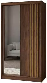 Masseno Nelvia Schwebet&uuml;renschrank 2-t&uuml;rig mit Spiegel, Nussbaum, 120x216x61cm (800001865571)