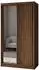 Masseno Nelvia Schwebetürenschrank 2-türig mit Spiegel, Nussbaum, 120x216x61cm (800001865571)