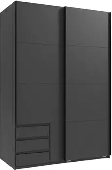 luma-home Schwebet&uuml;renschrank 2-t&uuml;rig 135cm, grau, Au&szlig;enschubladen (22665)