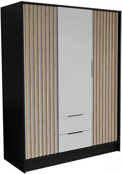 Masseno Pelor Dreht&uuml;renschrank 3-t&uuml;rig, schwarz, 150,5x200x51cm