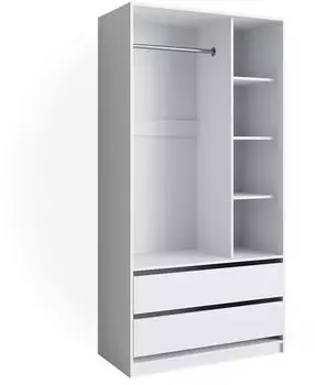 VICCO Elmo Kleiderschrank wei&szlig;, 100x200cm, 2 Schubladen (40625)