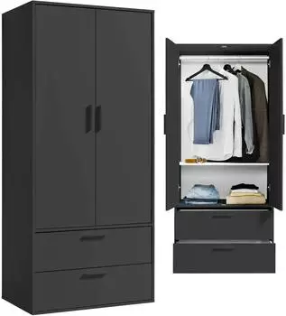 mokebo Der Kleiderheld Kleiderschrank 2-t&uuml;rig, anthrazit, 80x180x51cm (800001128582)