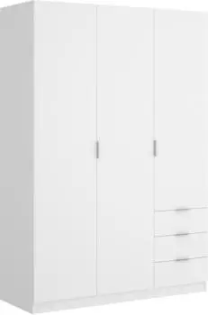 DeKit Essen Kleiderschrank 3 T&uuml;ren & 3 Schubladen, wei&szlig;, 121x184x52cm (03K12843)