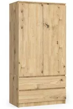 Akord Furniture Factory Kleiderschrank S90 Eiche Artisan, 2 T&uuml;ren, 2 Schubladen, 90x51x180cm (2346)