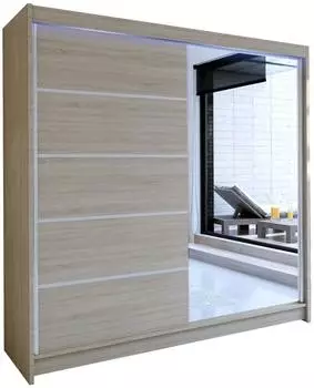 Mirjan24 Talin III Schwebet&uuml;renschrank mit Spiegel, Sonoma Eiche, 180x215x58cm (800000567963)