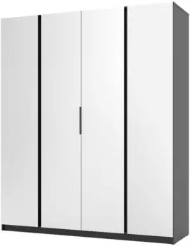 Masseno Cagliari Dreht&uuml;renschrank 4-t&uuml;rig mit Spiegel, schwarz, 200x239x61,9cm (800000909147)