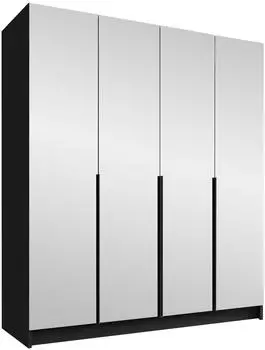Mirjan24 Santi III Kleiderschrank 4-t&uuml;rig mit Spiegel, schwarz (800000701300)