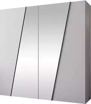 Mirjan24 Zen 2L Dreht&uuml;renschrank 200cm mit Frontspiegel, wei&szlig;/schwarz