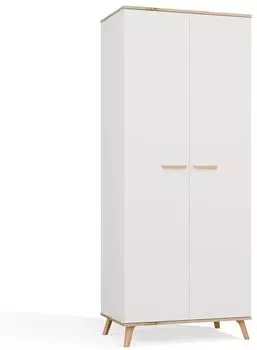 Top E Shop Olympo 2D Kleiderschrank 2 T&uuml;ren, 7 Einlegeb&ouml;den, 80x195x50cm, wei&szlig;/Artisan Eiche (M-MP-SZ-OLP-2D-BIA-ART)