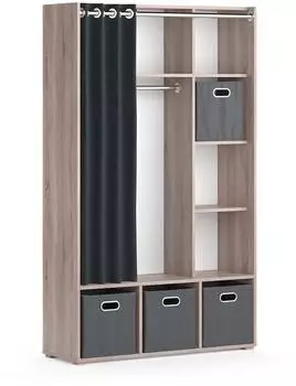 VICCO Luigi Kleiderschrank Sonoma, 38x178,1cm, mit Faltboxen (grau)