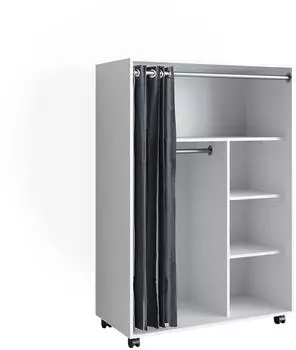 VICCO Doros offener Kleiderschrank 100x146,6cm mit Rollen, wei&szlig; (40636)