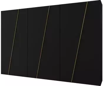 Mirjan24 Dreht&uuml;renschrank Zen 6-t&uuml;rig, schwarz/gold, 300x202x50cm