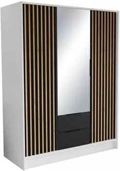 Masseno Pelor Dreht&uuml;renschrank 3-t&uuml;rig mit Spiegel, wei&szlig;, 150,5x200x51cm (800001865270)