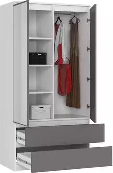 RAUMHIRSCH Kleiderschrank 2 Türen weiß/graphitgrau 90x180x51cm (800001457536)