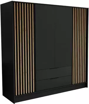 Masseno Pelor Dreht&uuml;renschrank 4-t&uuml;rig, schwarz, 200x200x51cm (800001865274)