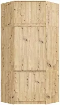 RAUMHIRSCH Eckkleiderschrank mit Aufsatz Eiche Artisan, 9 Fächer, 6 Türen, 100x235x50cm (800001457437)