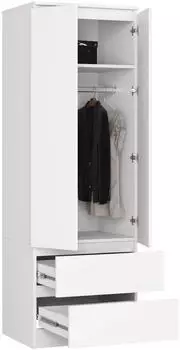 RAUMHIRSCH Kleiderschrank S60 2 Türen, 2 Schubladen, weiß matt, 60x180x51cm (S60)