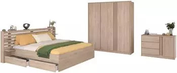 Parisot Escale 27 Schlafzimmer-Set japanische Eiche, Doppelbett 180x200cm