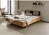 Massivmoebel24 KITZBÜHEL Bett Wildeiche 140x200 mit Nachttisch links & Kopfteilkissen taupe (67-634-420-2064)