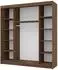 Mirjan24 Infinity II Schwebetürenschrank mit Spiegel, nussbaum, 200x200x58cm (800001912398)
