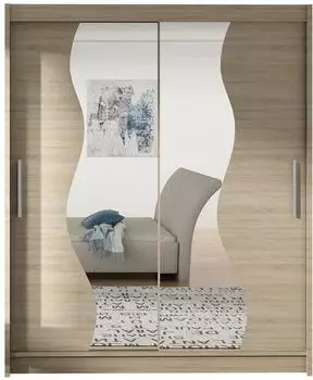 Mirjan24 Westa S Schwebet&uuml;renschrank mit Spiegel, Sonoma Eiche, 150x200x58cm (800000589348)