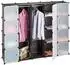 Relaxdays Kleiderschrank Stecksystem 14 Fächer, 2 Kleiderstangen, 145x180x36,5cm