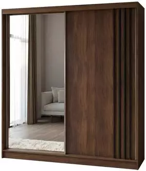Masseno Nelvia Schwebet&uuml;renschrank 2-t&uuml;rig mit Spiegel, Nussbaum, 200x216x61cm (800001865552)