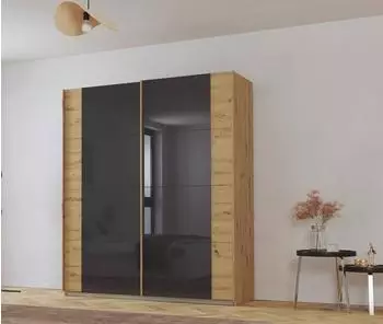Rauch Artemis Schwebet&uuml;renschrank 2-t&uuml;rig, Anthrazit/Eiche Artisan, 181x210x62cm (000380117921)