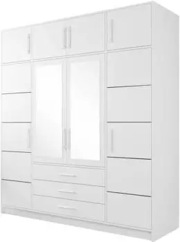Mirjan24 Bali D4 Dreht&uuml;renschrank mit Schrankaufsatz, 3 Schubladen, wei&szlig; (800000539821)