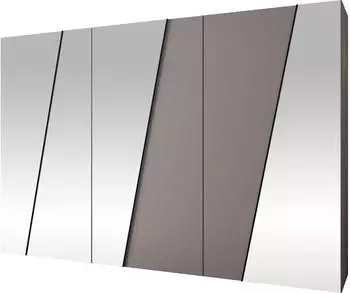 Mirjan24 Kleiderschrank Zen 4L 300cm, Kaschmir/Schwarz, Frontspiegel, 6 Dreht&uuml;ren
