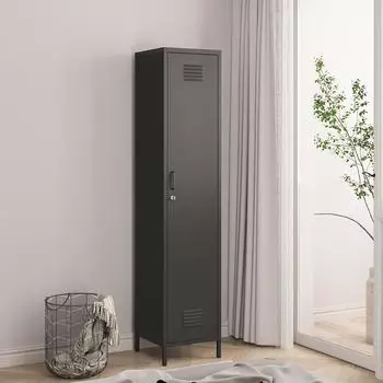 en.casa Sein&auml;joki Kleiderschrank Stahl, schwarz, 180x38x38cm