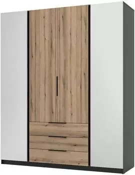 Masseno Cagliari Dreht&uuml;renschrank 4-t&uuml;rig mit Spiegel, schwarz, 200x239x61,9cm (800000909158)