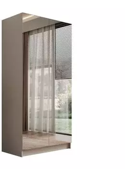 Lookway Aurel Kleiderschrank 2-t&uuml;rig, Kaschmir, Spiegel, 100x210x57cm