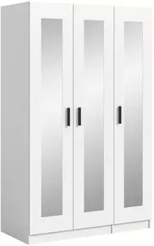 xonox.home Visby Kleiderschrank 3 Spiegelt&uuml;ren, wei&szlig; (120x56x195cm)
