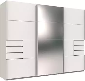 Wimex Saigon Schwebet&uuml;renschrank mit Spiegelt&uuml;r, 3 T&uuml;ren, 270x208x64cm, wei&szlig;