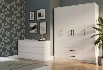 RAUMHIRSCH Romana Kleiderschrank weiß, 160x205x52cm, 2 Schubladen (800001522840)