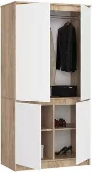 RAUMHIRSCH Kleiderschrank S90 Eiche Sonoma/weiß, 4-türig, 90x180x51cm (800001457492)