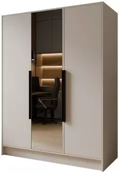 Masseno Renvo Dreht&uuml;renschrank 3-t&uuml;rig mit Spiegel, Kaschmir, 150x200x51cm (800001865227)